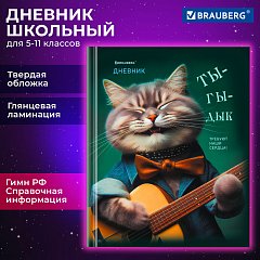 Дневник 5-11 класс 48 л., твердый, BRAUBERG, глянцевая ламинация, с подсказом, Ты-Гы-Дык, 107184 фото