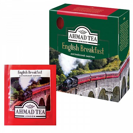 Чай AHMAD (Ахмад) "English Breakfast", черный, 100 пакетиков по 2 г, 600i-08 фото