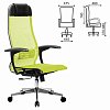 Кресло офисное МЕТТА "К-4-Т" хром, прочная сетка, сиденье и спинка регулируемые, светло-зеленое