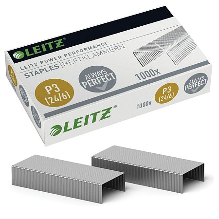 Скобы для степлера LEITZ "Power Performance P3" № 24/6, 1000 шт., до 30 листов, 55700000 фото