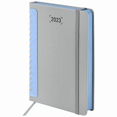 Ежедневник датированный 2023 А5 138x213 мм BRAUBERG "Original", серый/голубой, 114120 фото