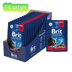 Паучи для взрослых кошек говядина и горошек - 14шт. по 85г фото