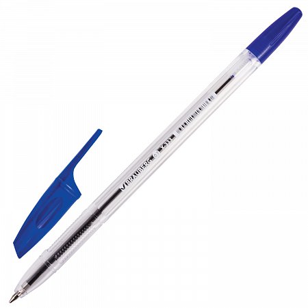 Ручка шариковая BRAUBERG "X-333", СИНЯЯ, корпус прозрачный, узел 0,7 мм, линия письма 0,35 мм, 142405 фото