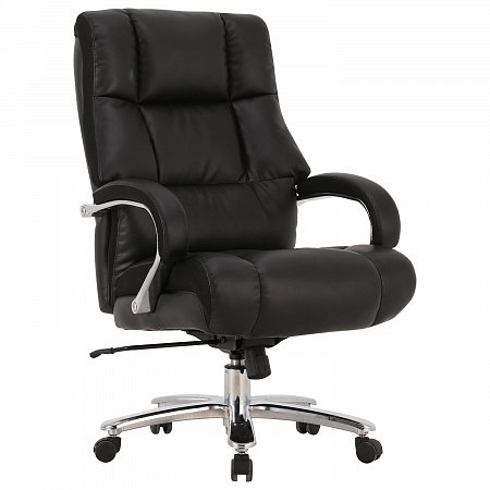Кресло офисное BRABIX PREMIUM "Bomer HD-007", НАГРУЗКА до 250 кг, рециклированная кожа, хром, черное, 531939 фото