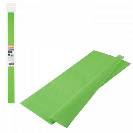 Бумага гофрированная/креповая, 32 г/м2, 50х250 см, светло-зеленая, в рулоне, BRAUBERG, 126536 фото