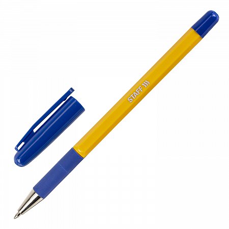 Ручка шариковая с грипом STAFF "Basic BP-14 Orange", СИНЯЯ, узел 0,7 мм, линия письма 0,35 мм, 143747 фото