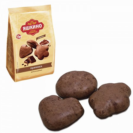 Пряники ЯШКИНО "Шоколадные", в сахарной и шоколадной глазури, 350 г, ЯП901 фото