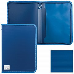 Папка на молнии пластиковая BRAUBERG "Contract", А4, 335х242 мм, внутренний карман, синяя, 225161 фото