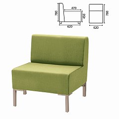 Кресло мягкое "Хост" М-43, 620х620х780 мм, без подлокотников, экокожа, светло-зеленое фото