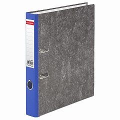 Папка-регистратор BRAUBERG, фактура стандарт, с мраморным покрытием, 50 мм, синий корешок, 220984 фото