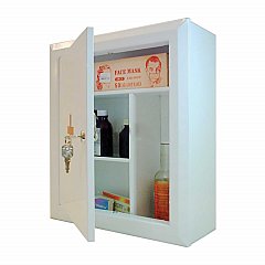 Шкафчик-аптечка металлический, навесной, внутренние перегородки, ключевой замок, 400x360x140 мм фото