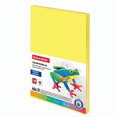 Бумага цветная BRAUBERG, А4, 80 г/м2, 100 л., медиум, желтая, для офисной техники, 112454 фото