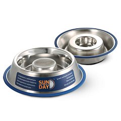 Миска 311149D металлическая на резинке Slow Feed, SUNDAY,  0,75л, Triol фото