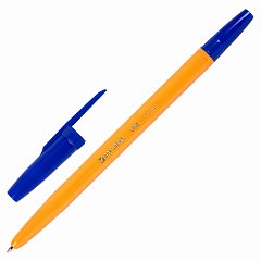 Ручка шариковая BRAUBERG "ORANGE Line", СИНЯЯ, корпус оранжевый, узел 1 мм, линия письма 0,5 мм, 143331 фото