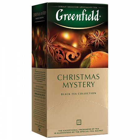 Чай GREENFIELD (Гринфилд) "Christmas Mystery" ("Таинство Рождества"), черный с корицей, 25 пакетиков, по 1,5 г, 0434-10 фото