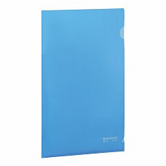 Папка-уголок жесткая BRAUBERG, синяя, 0,15 мм, 221642 фото