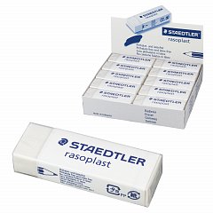 Ластик большой STAEDTLER (Германия) "Rasoplast", 65x23x13 мм, белый, прямоугольный, картонный держатель, 526 B20 фото