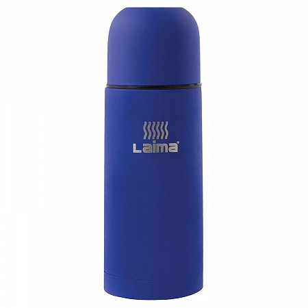 Термос LAIMA классический с узким горлом, 0,35 л, нержавеющая сталь, синий, 605121 фото