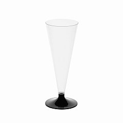 Бокал одноразовый 150мл для шампанского "Конус" пластиковый черная низкая ножка, ВЗЛП, ШК0631, 1010П/Ч фото