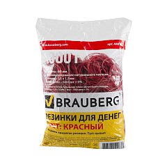 Резинки банковские универсальные диаметром 60 мм, BRAUBERG 1000 г, красные, натуральный каучук, 440101 фото