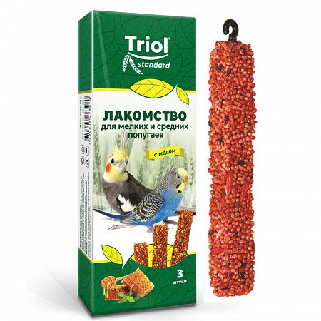 Лакомство Trio lStandard для мелких и средних попугаев с мёдом (уп. 3 шт), 80г, Triol фото