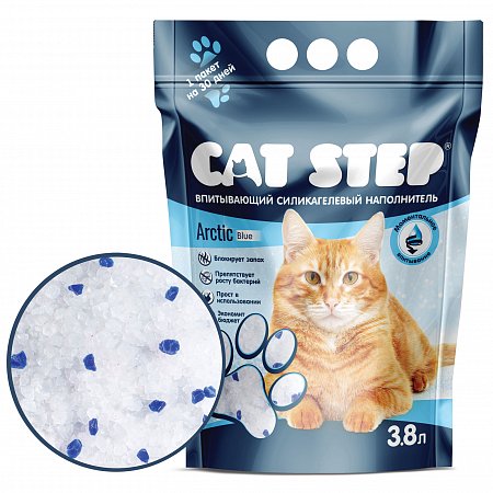 Наполнитель впитывающий силикагелевый CAT STEP Arctic Blue, 3,8 л фото