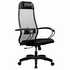 Кресло офисное МЕТТА "К-11", пластик, ткань-сетка, сиденье мягкое, черное фото