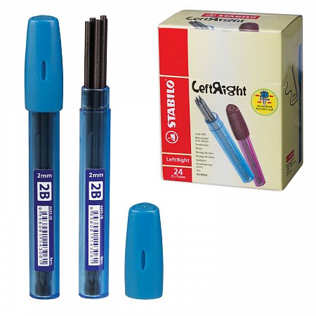 Грифели для карандаша цангового 2 мм, 2B, STABILO, КОМПЛЕКТ 8 штук, "Left Right", 6603/24-2В фото