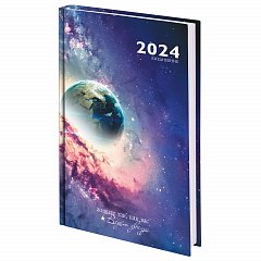 Ежедневник датированный 2024 145х215мм, А5, STAFF, ламинированная обложка, Space, 115140 фото