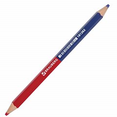 Карандаш двухцветный, красно-синий, утолщённый, BRAUBERG, заточенный, грифель 4,0 мм, 181262 фото