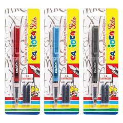 Ручка перьевая CARIOCA "Stilo", иридиевое перо, 2 сменных картриджа, корпус ассорти, Италия, 42303 фото
