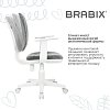 Кресло детское BRABIX "Fancy MG-201W", с подлокотниками, пластик белый, велюр, серое, 533010