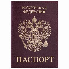 Обложка для паспорта STAFF "Profit", экокожа, "ПАСПОРТ", бордовая, 237192 фото