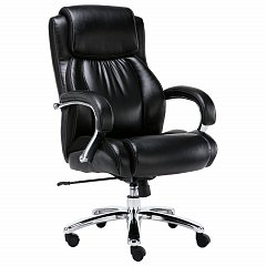 Кресло офисное BRABIX PREMIUM "Status HD-003", нагрузка до 250 кг, рециклированная кожа, хром, черное, 531821 фото