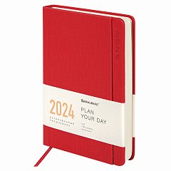 Ежедневник датированный 2024 А5 138x213мм BRAUBERG Flap, под кожу, магнитный клапан, красный, 114970 фото
