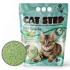 Наполнитель комкующийся растительный CAT STEP Tofu Green Tea, 6 л фото