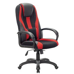 Кресло компьютерное BRABIX PREMIUM "Rapid GM-102", экокожа/ткань, черное/красное, 532107 фото