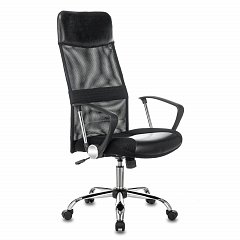 Кресло офисное CH-600SL, хром, ткань-сетка/кожзам, черное, 1380230 фото