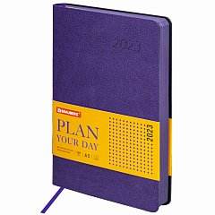Ежедневник датированный 2023 А5 138x213 мм BRAUBERG "Stylish", под кожу, фиолетовый, 114070 фото