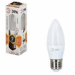 Лампа светодиодная ЭРА, 7 (60) Вт, цоколь E27, "свеча", теплый белый свет, 30000 ч., LED smdB35-7w-827-E27 фото