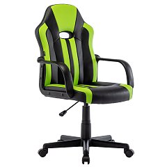 Кресло компьютерное BRABIX "Stripe GM-202", экокожа, черное/зеленое, 532511 фото