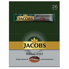 Кофе растворимый JACOBS "Millicano", сублимированный, КОМПЛЕКТ 26 пакетиков по 1,8 г, 4251154 фото