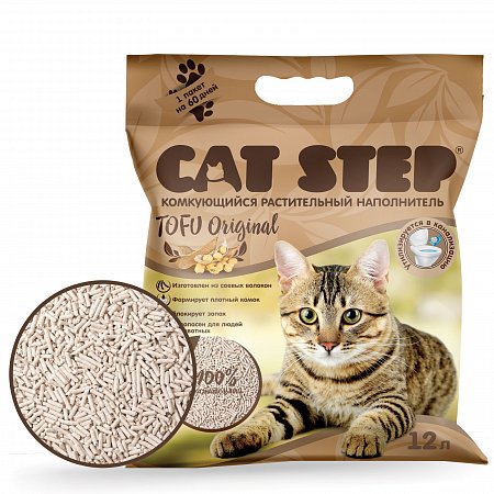 Наполнитель комкующийся растительный CAT STEP Tofu Original, 12 л фото