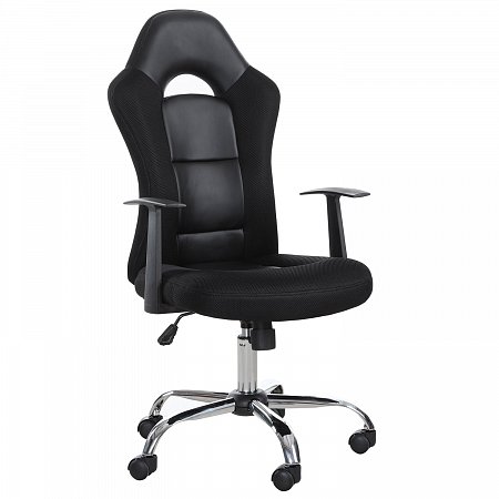 Кресло компьютерное BRABIX "Fusion EX-560", экокожа/ткань, хром, черное, 531581 фото
