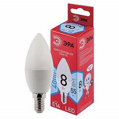 Лампа светодиодная ЭРА, 8(55)Вт, цоколь Е14, свеча, нейтральный белый, 25000 ч, LED B35-8W-4000-E14, Б0050200 фото