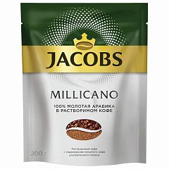 Кофе молотый в растворимом JACOBS "Millicano", сублимированный, 200 г, мягкая упаковка, 8052484 фото