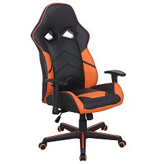Кресло компьютерное BRABIX "Storm GM-006", регулируемые подлокотники, экокожа, черное/оранжевое, 532502 фото