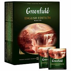 Чай GREENFIELD (Гринфилд) "English Edition", черный, 100 пакетиков по 2 г, 1383-09 фото