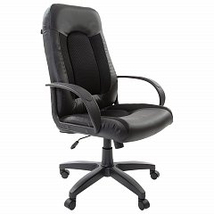 Кресло офисное BRABIX "Strike EX-525", экокожа черная, ткань черная, TW, 531381 фото