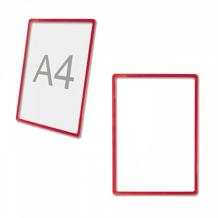 Рамка POS для ценников, рекламы и объявлений А4, красная, без защитного экрана, 290252 фото